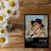 Invitation Trente Black Photo moderne 30e anniversaire invita