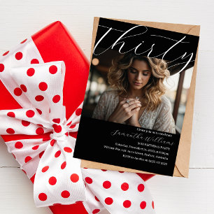Invitation Trente Black Photo moderne 30e anniversaire invita