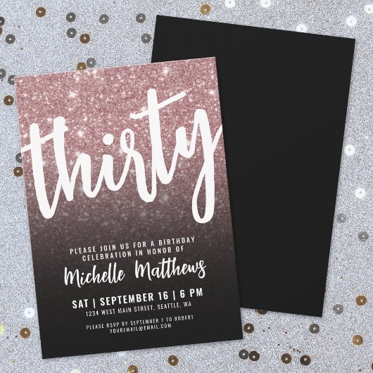 Invitation Trente Black Rose Gold 30e anniversaire