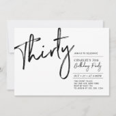 Invitation Trente | Black & White Modern 30th Birthday Party (Devant)