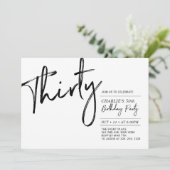 Invitation Trente | Black & White Modern 30th Birthday Party (Debout devant)