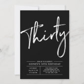 Invitation Trente | Black & White Modern 30th Birthday Party (Devant)