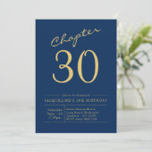 Invitation Trente Blue Gold 30e fête d'anniversaire (Debout devant)