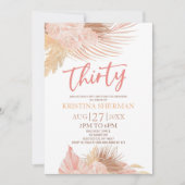Invitation Trente Boho rose floral fleur 30e anniversaire (Devant)