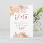 Invitation Trente Boho rose floral fleur 30e anniversaire (Debout devant)