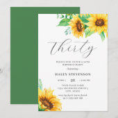 Invitation Trente chic tournesol jaune floral 30e anniversair (Devant / Derrière)