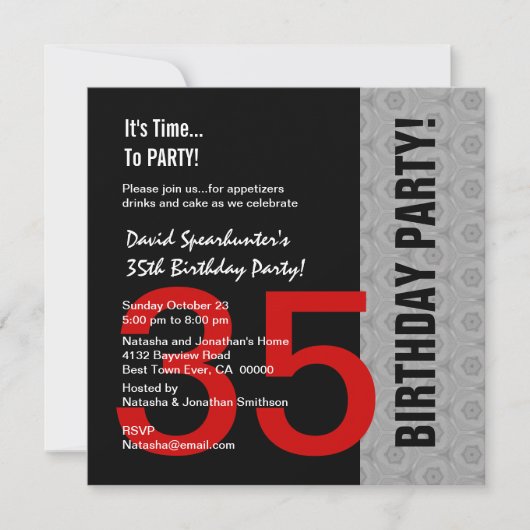 Invitation trente-cinquième Anniversaire ou tout noir argenté (Devant)