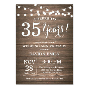 Invitations Faire Part Cartes Anniversaire Mariage 35 Ans