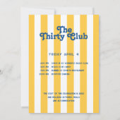 Invitation Trente Club Cabana Jaune 30ème fête d'anniversaire (Dos)