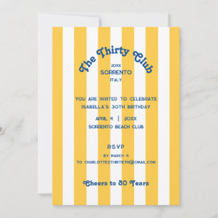 Invitation Trente Club Cabana Jaune 30ème fête d'anniversaire