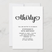 Invitation Trente Coeurs mignons Script 30e anniversaire (Devant)