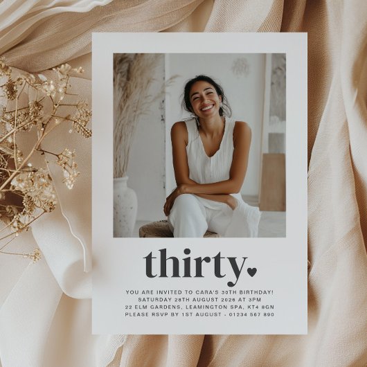 Invitation Trente Coeurs Photo Carré Anniversaire