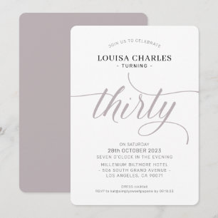Invitation TRENTE élégant anniversaire chic moderne champigno