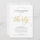 Invitation TRENTE élégant anniversaire chic script or moderne (Devant)