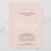 Invitation TRENTE élégant anniversaire chic script rose (Devant / Derrière)