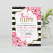 Invitation Trente et Flirty Pink Gold Floral 30e anniversaire (Debout devant)