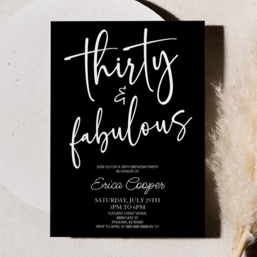 Invitation Trente & Fabuleux Minimal 30e Anniversaire