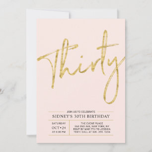 Invitation Trente Fête d'anniversaire 30 ans moderne Or & R