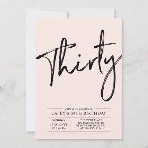 Invitation Trente   Fête d'anniversaire moderne rose pour 30 