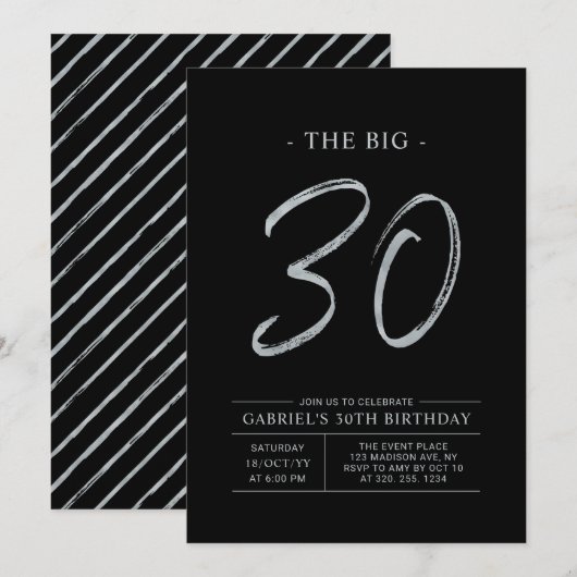 Invitation Trente | Fête de l'Argent et du Noir 30e anniversa (Devant / Derrière)