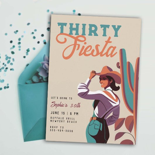 Invitation Trente Fiesta Retro Pays Western 30e anniversaire