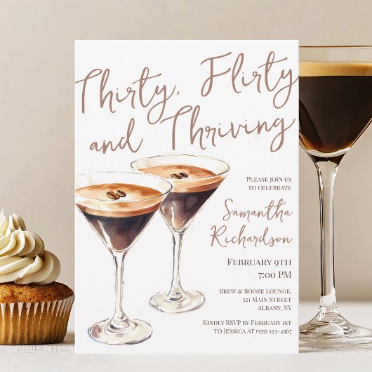 Invitation Trente Flirty et Martini prospère 30e anniversaire
