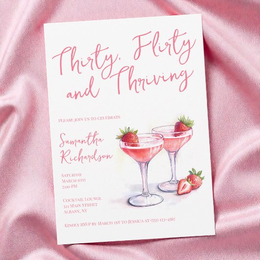Invitation Trente Flirty et rose prospère 30e anniversaire