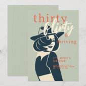 Invitation Trente Flirty Thriving Retro Chic 30e anniversaire (Devant / Derrière)