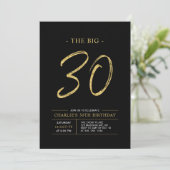 Invitation Trente | Gold & Black 30th Birthday Party (Debout devant)