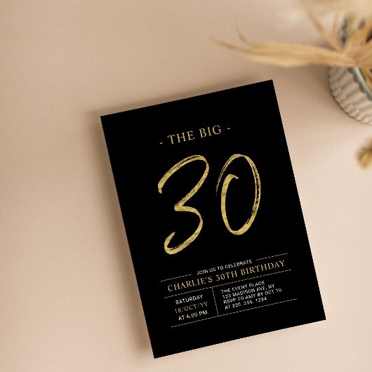 Invitation Trente | Gold & Black 30th Birthday Party