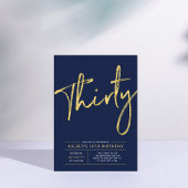 Invitation Trente | Gold & Blue Modern 30th Birthday Party