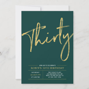 Invitation Trente   Gold & Green Modern 30e fête d'anniversai