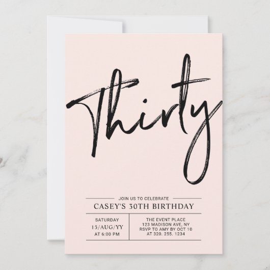 Invitation Trente | Modern Pink 30th Birthday Party (Devant)