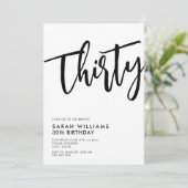 Invitation Trente moderne noir et blanc 30e anniversaire (Debout devant)