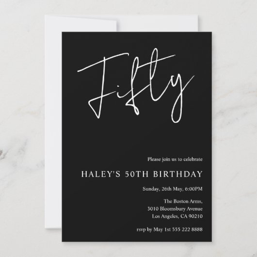 Invitation Trente Moderne Simple Noir 50e Anniversaire (Devant)