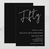 Invitation Trente Moderne Simple Noir 50e Anniversaire (Devant / Derrière)