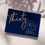 Invitation Trente | Navy & Gold Modern 30th Birthday Party<br><div class="desc">Célébrez votre journée spéciale avec cette simple et élégante invitation à la fête du 30e anniversaire. Ce design comprend un script de brosse moderne "Trente" avec une mise en page propre en combinaison bleu marine et or. D'autres designs sont disponibles dans ma boutique BaraBomDesign.</div>