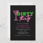 Invitation Trente-neuf noir vert et rose 30e anniversaire (Devant)