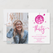 Invitation Trente Pink Disco Ball Photo 30e Anniversaire (Devant)