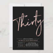 Invitation Trente | Rose Gold & Black 30th Birthday Party (Devant)