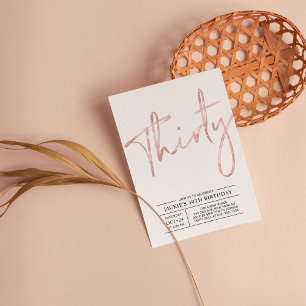 Invitation Trente Rose Gold Moderne 30e fête d'anniversaire