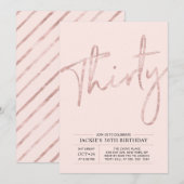 Invitation Trente | Rose Gold Pink moderne 30e fête d'anniver (Devant / Derrière)