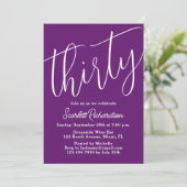 Invitation Trente Script moderne Automne Purple 30e anniversa (Debout devant)