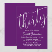 Invitation Trente Script moderne Automne Purple 30e anniversa (Devant / Derrière)