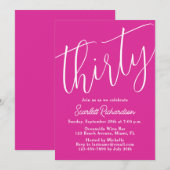 Invitation Trente Script moderne rose 30e fête d'anniversaire (Devant / Derrière)