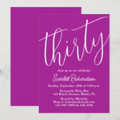 Invitation Trente Script moderne rose foncé 30e fête d'annive (Devant / Derrière)