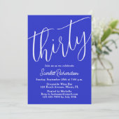 Invitation Trente Script moderne Royal Blue 30e anniversaire (Debout devant)