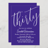 Invitation Trente Script moderne violet 30e fête d'anniversai (Devant / Derrière)