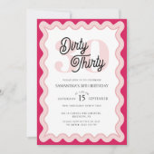 Invitation Trente-trois rose curvy Retro 30e anniversaire (Devant)