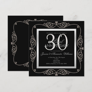 Invitation Trentième Anniversaire de Mariage Cadre Perle Élég